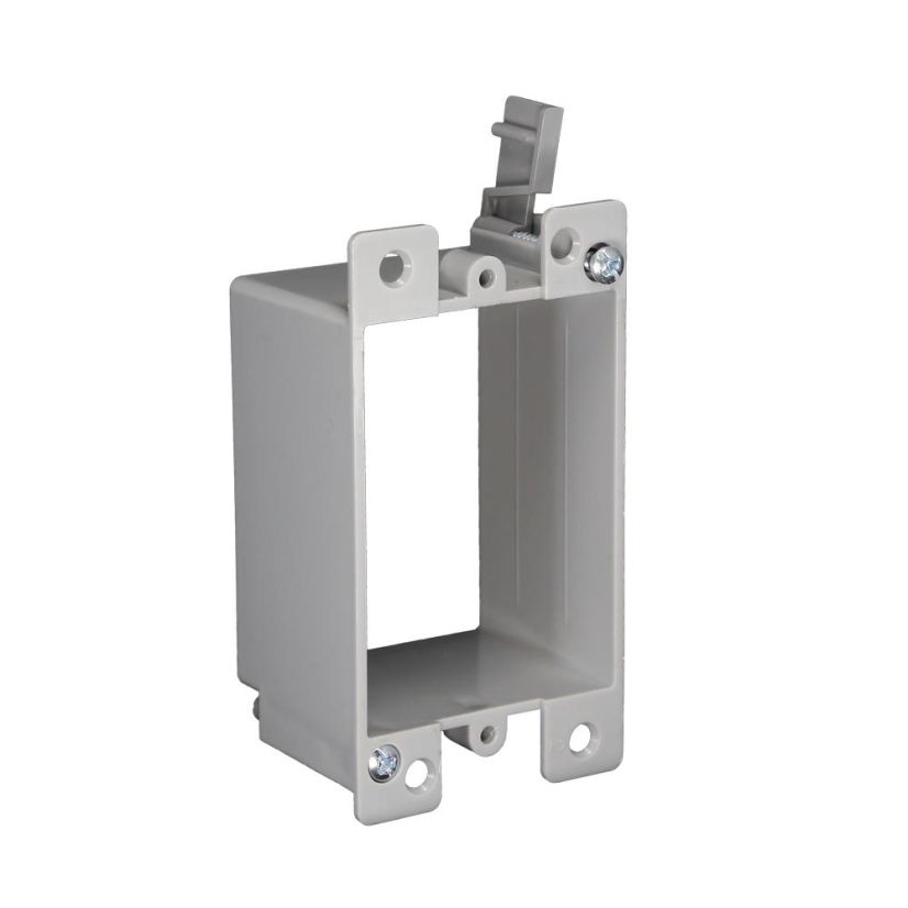 CANTEX EZ BOX EZ10SOLV Communication Non-Metallic Switch and Outlet Box With EZ Mount Clamp, PVC, 10 cu-in Capacity, 1 Gangs, 4.125 in L x 0.125 in W x 1.563 in H