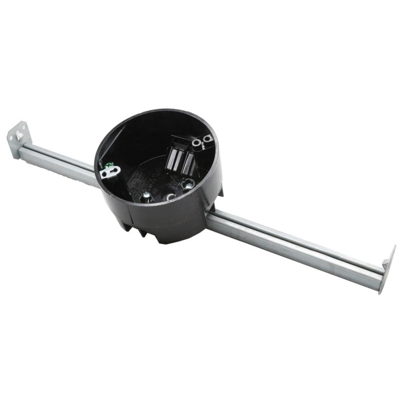 CANTEX EZ20CHGL EZ-Box Ceiling Box With Long Hanger Bar, Ground Lug, Wire Clamp, Polycarbonate, 20 cu-in Capacity, 4 in W x 2.3 in D x 4 in H