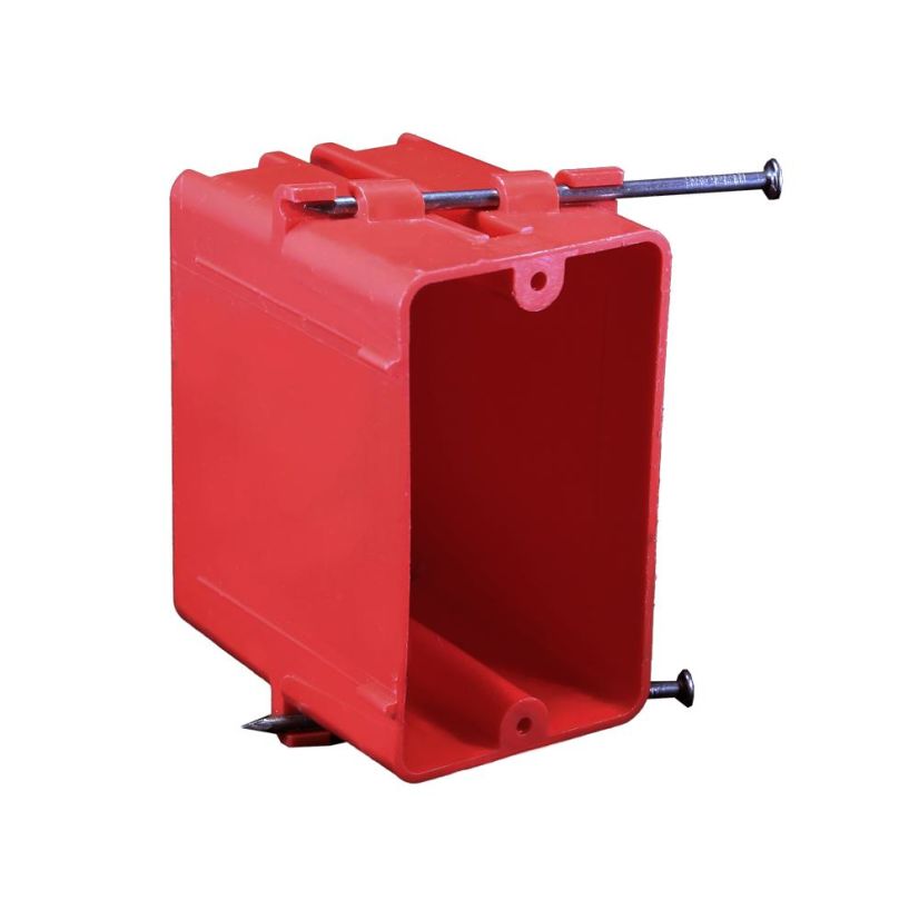 CANTEX EZ BOX EZ20SNA Alarm Ceiling Box With Knockouts, Nail, PVC, 20 cu-in, 1 Gangs, 2-1/4 in L x 3-1/8 in W x 3-7/8 in H