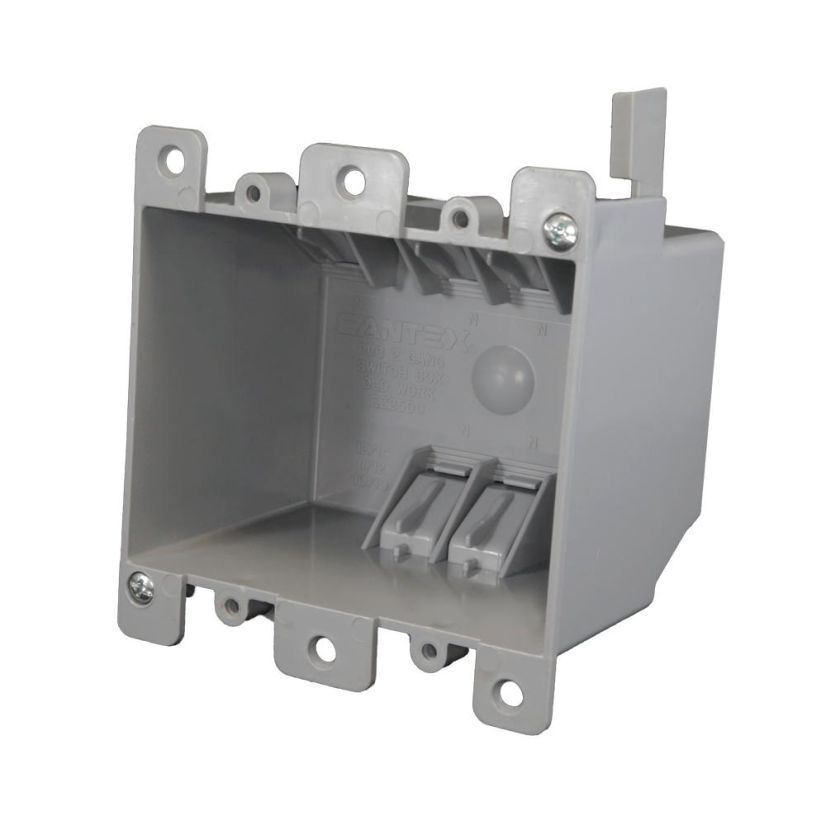 CANTEX EZ-Box EZ25DO Outlet Box, PVC, 25 cu-in Capacity, 2 Gangs, 6 Knockouts
