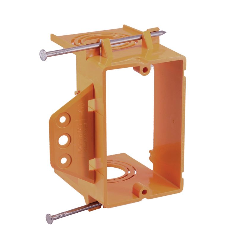 CANTEX EZLV1-NWN EZ-Box 1-Gang Low Voltage Bracket With Nail, For Use With Low Voltage Communication/Cable Installation, PVC