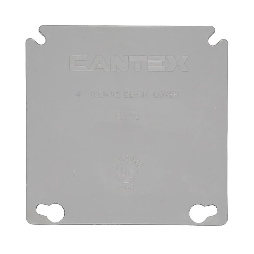 CANTEX EZ BOX EZXKL Non-Metallic Blank Box Cover, 4 in L x 4 in W, PVC