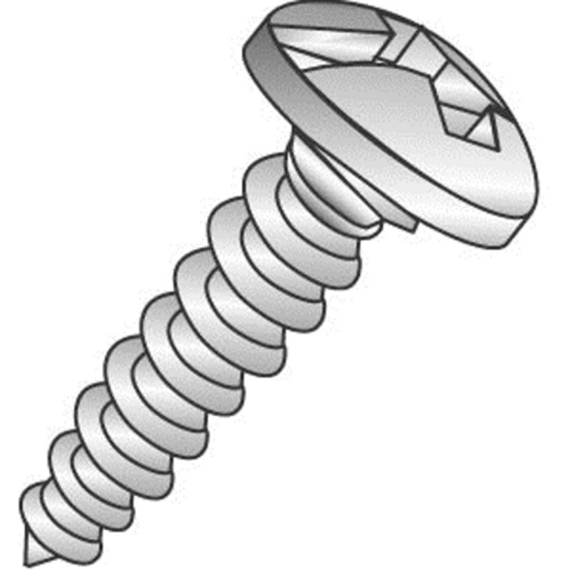 Minerallac 19217J Combination Self-Tapping Sheet Metal Screw, #12-11, 1 in OAL, Pan Head, Phillips/Slotted Drive, Steel, Zinc Plated, Self-Piercing Point