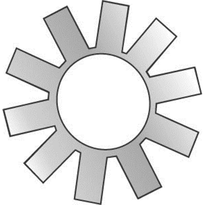 Minerallac® Cully™ 40621J External Tooth Lock Washer, Imperial, 1/4 in, Steel, Zinc Plated