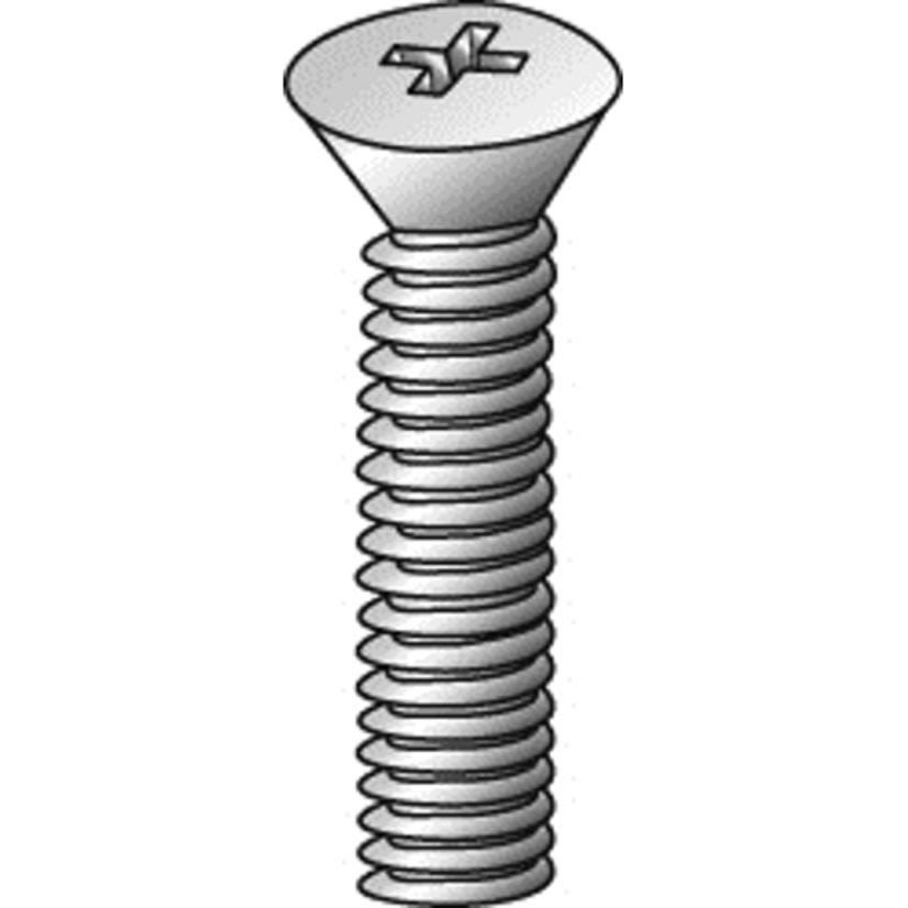 Minerallac 50141J Machine Screw, #6-32, 2-1/2 in OAL, Steel, Flat Head, Zinc Plated, Phillips Drive