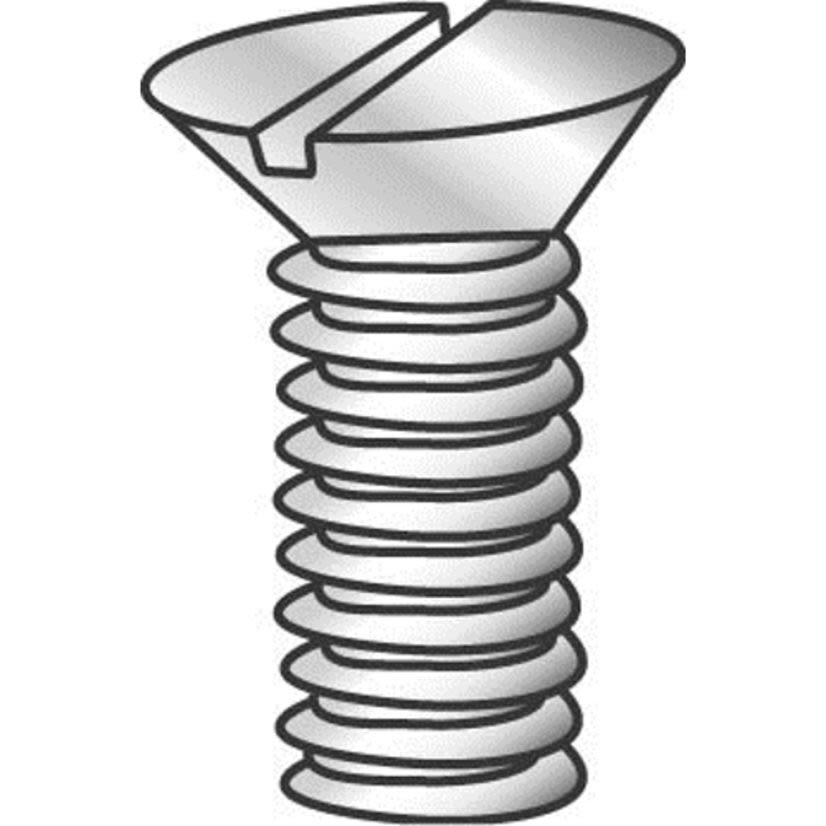 Minerallac 50164 Machine Screw, #6-32, 4 in OAL, Steel, Flat Head, Zinc Plated, Slotted Drive