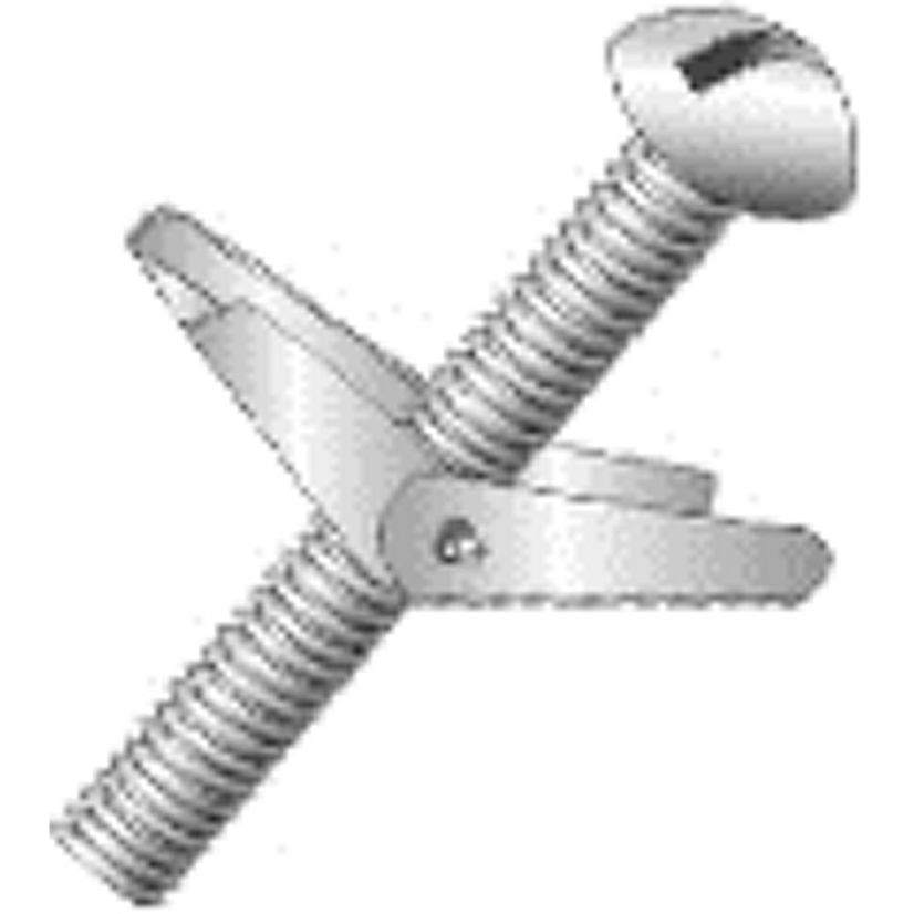 Cully 58648J Light Duty Toggle Bolt, 3/8-16 Screw, 3 in OAL, Steel, Slotted Round Head, 1 in Drill