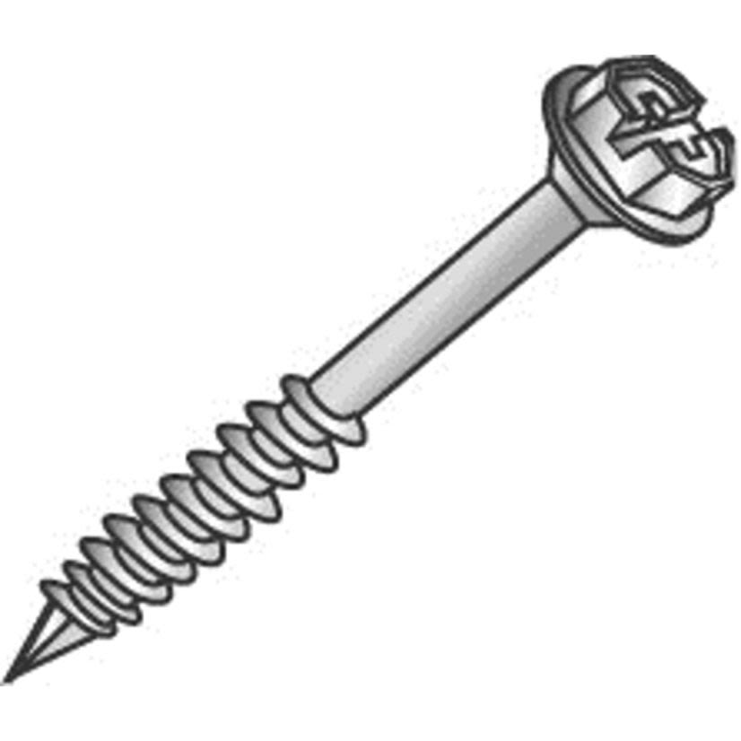 Minerallac Cully Tapcon 60352J Concrete Screw, 1/4 in Dia, 3-1/4 in OAL, Hex Washer/Slotted Head Drive, Steel