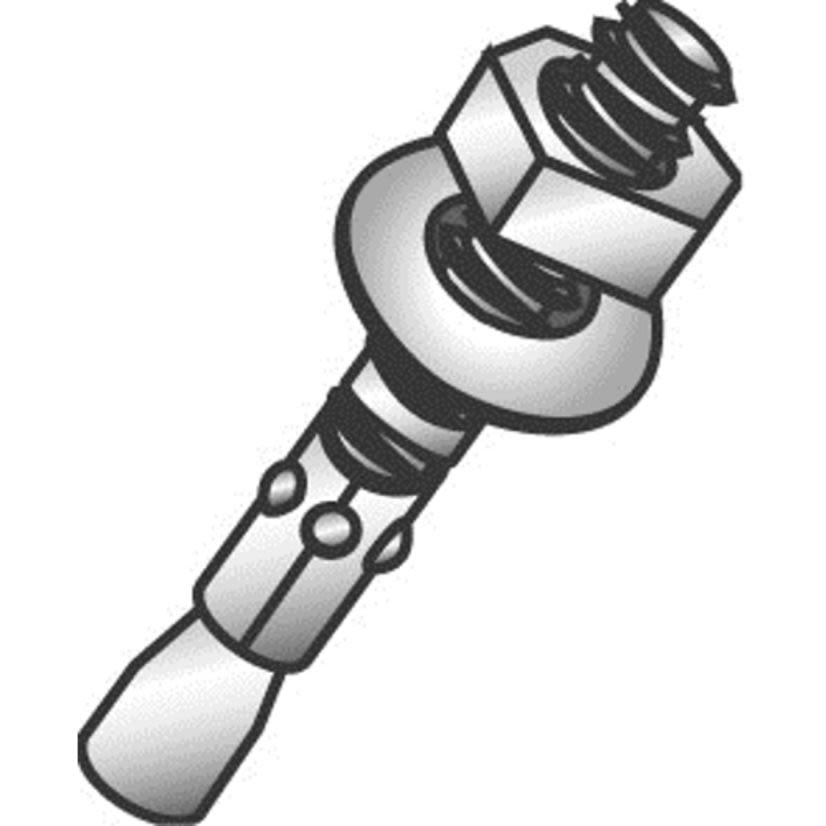 Minerallac Cully 62498 Heavy Duty Wedge Anchor, 1/2 in Dia, 7 in OAL, 2-3/8 in L Thread, Steel, Zinc Plated