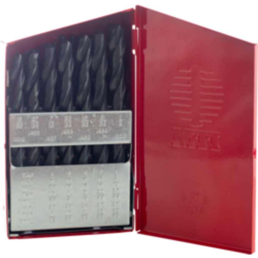 Cully 91806 2-Tone Jobber Drill Index Set, 1/16 in Min Drill Bit, 1/2 in Max Drill Bit, 118 deg Drill Point Angle, 29 Pieces, HSS