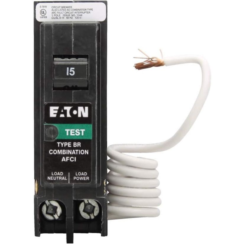 EATON Cutler-Hammer BRN115AF 15 Amp 120-Volt, Single-Pole AFCI Circuit Breaker Type BR Pigtail Neutral