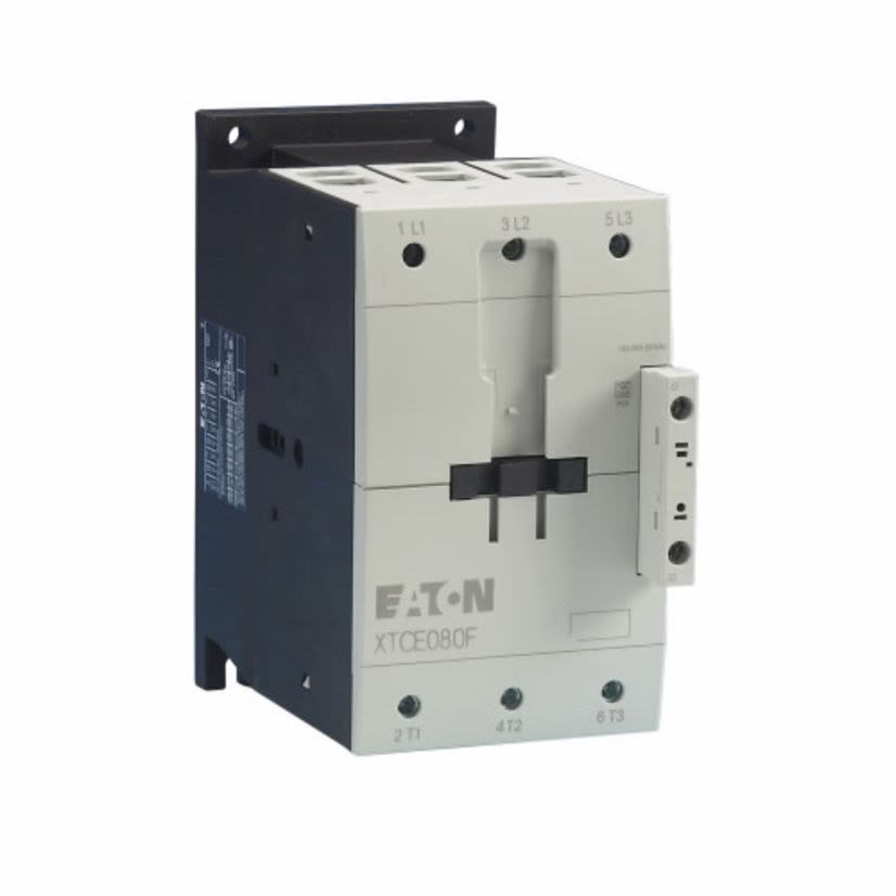 EATON Cutler-Hammer Series XTCE080F00A F-Frame Full Voltage Non-Reversing IEC Contactor, 110 VAC at 50 Hz, 120 VAC at 60 Hz V Coil, 80 A, 3 Poles