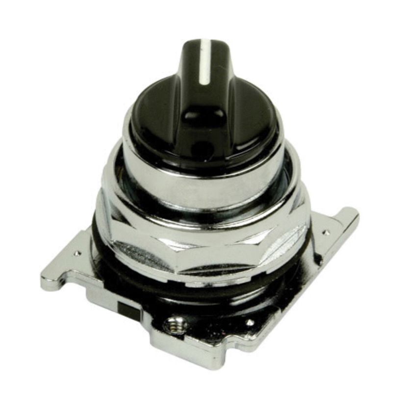 EATON Cutler-Hammer Series 10250T1311 Heavy Duty Oiltight/Watertight Non-Illuminated Selector Switch Operator With Cap, 30.5 mm, 4NO Contact, Knob Operator, 2 Positions, Black