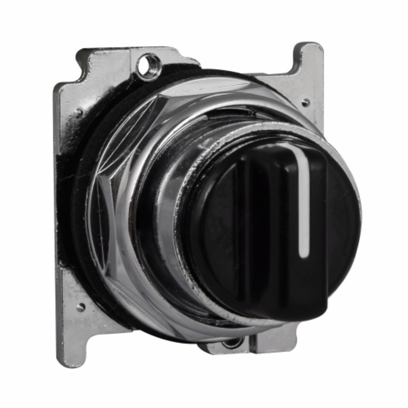 EATON 10250T1343-Y1 Heavy Duty Oiltight/Watertight Non-Illuminated Selector Switch Operator With Cap, 30.5 mm, Knob Operator, 3 Positions, Black