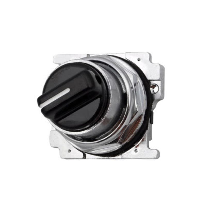 EATON 10250T1371-53 Heavy Duty Non-Illuminated Selector Switch Operator With Cap, 30.5 mm, 1NO Contact, Knob Operator, 2 Positions, Black