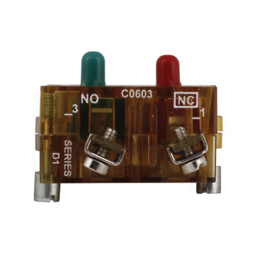 EATON 10250T1E Heavy Duty Logic Level Contact Block, 30.5 mm, 1NO-1NC Contact, 0.5 A at 120 V AC/DC Contact, Palladium Contact, Momentary Action, Gray