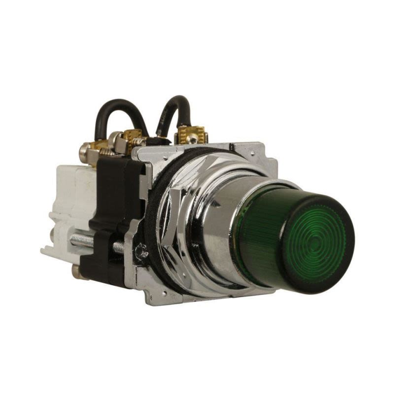 EATON 10250T297LGP2A 10250T Full Voltage Heavy Duty Oiltight Watertight PresTest Actuator Indicating Light, 120 V AC, 0.5 A, Fresnel Lens, Panel Mount