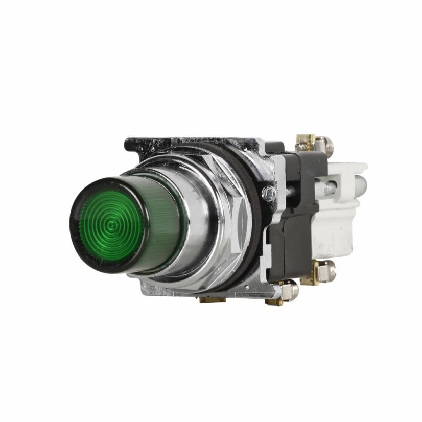 EATON Cutler-Hammer Series 10250T397LGD24-53 Full Voltage Heavy Duty Oil/Watertight Illuminated Pushbutton, 30.5 mm, 1NO Contact, Extended Button Operator, Green