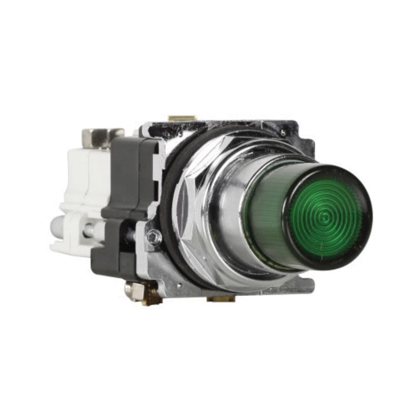 EATON Cutler-Hammer Series 10250T397LLD24-1 Heavy Duty Illuminated Assembled Pushbutton, 30.5 mm, 1NO 1NC Contact, Green