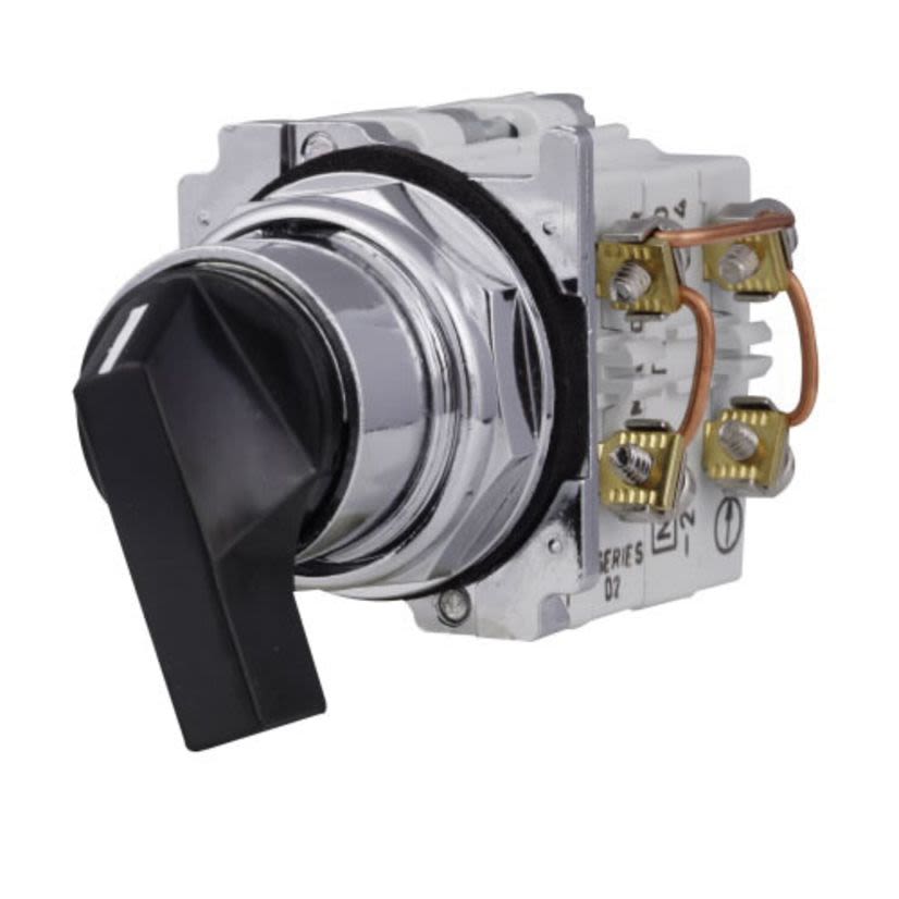 EATON 10250T46LB Assembled Heavy Duty Non-Illuminated Selector Switch, 30.5 mm, 2NO-2NC Contact, Black