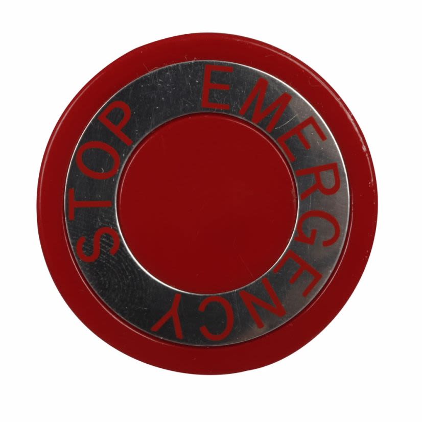 EATON Cutler-Hammer Series 10250TB63 Heavy Duty Oiltight/Watertight Operator Button, 1.6 in L x 1.6 in W x 0.5 in H, NEMA 1/2/3/3R/4/4X/12/13/IP65, Round, EMERG. STOP, Die Cast Zinc/Plastic