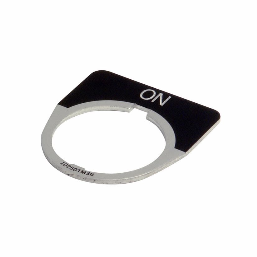 EATON Cutler-Hammer Series 10250TM34 Standard Legend Plate, 1 in H x 1/2 in W, Round Plate, Black Field