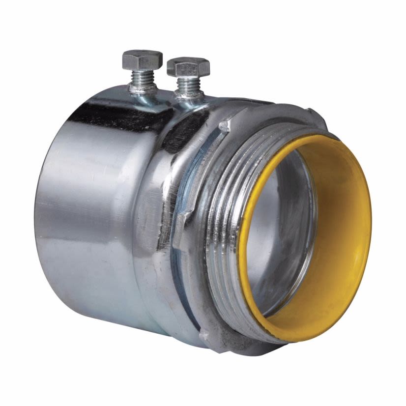 EATON Crouse-Hinds series 1459 EMT Set Screw Type Connector, EMT, Straight, Insulated, Steel, Two tightening screws, 4 Inch