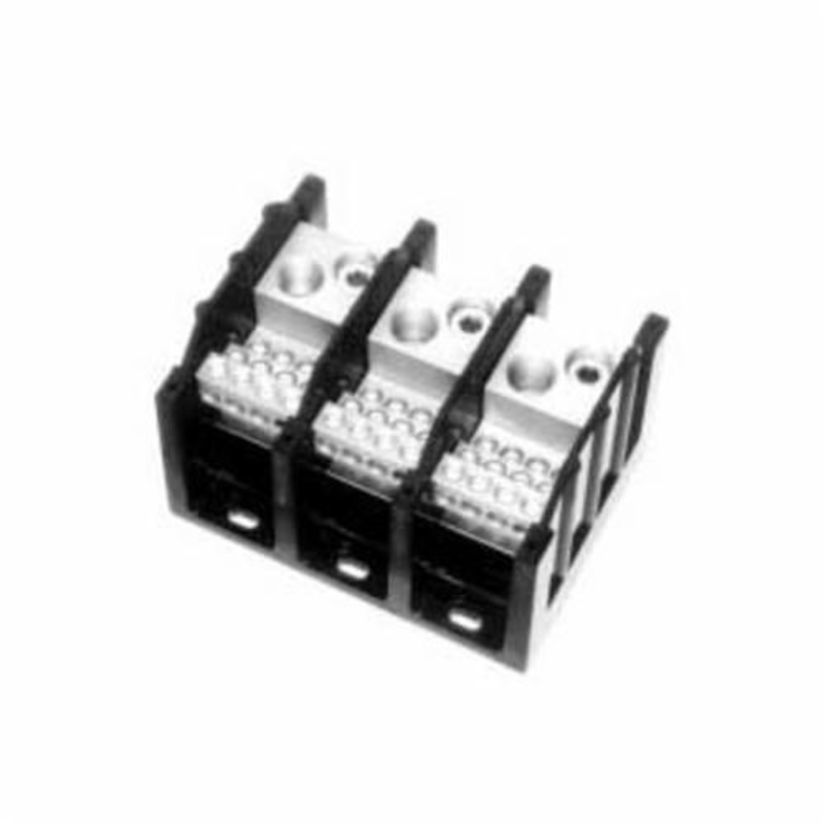 EATON Bussmann Series Magnum® 16021-3 Barrier Power Terminal Block, 600 VAC/VDC, 175 A, 3 Poles, 14 to 2/0 AWG, 8 to 2/0 AWG Wire, Thermoplastic