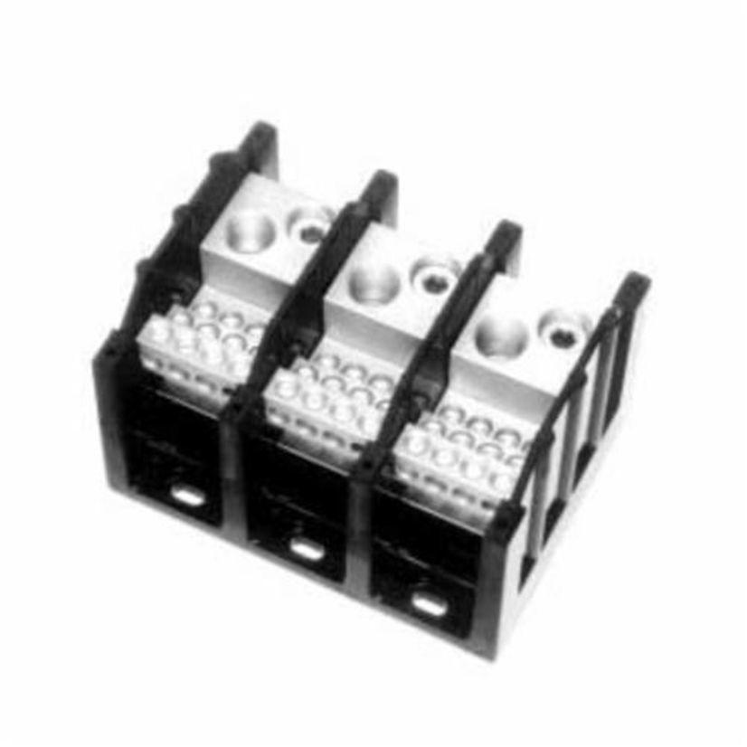 EATON Bussmann Series Magnum® 16220-3 Barrier Power Terminal Block, 600 VAC/VDC, 175 A, 3 Poles, 14 to 2/0 AWG, 8 to 2/0 AWG Wire, Thermoplastic