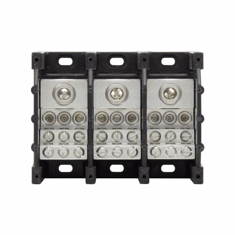 Edison Magnum 16371-3 Barrier Power Terminal Block, 600 V AC/DC, 310 A, 3 Poles, 6 AWG to 350 kcmil Wire, Thermoplastic