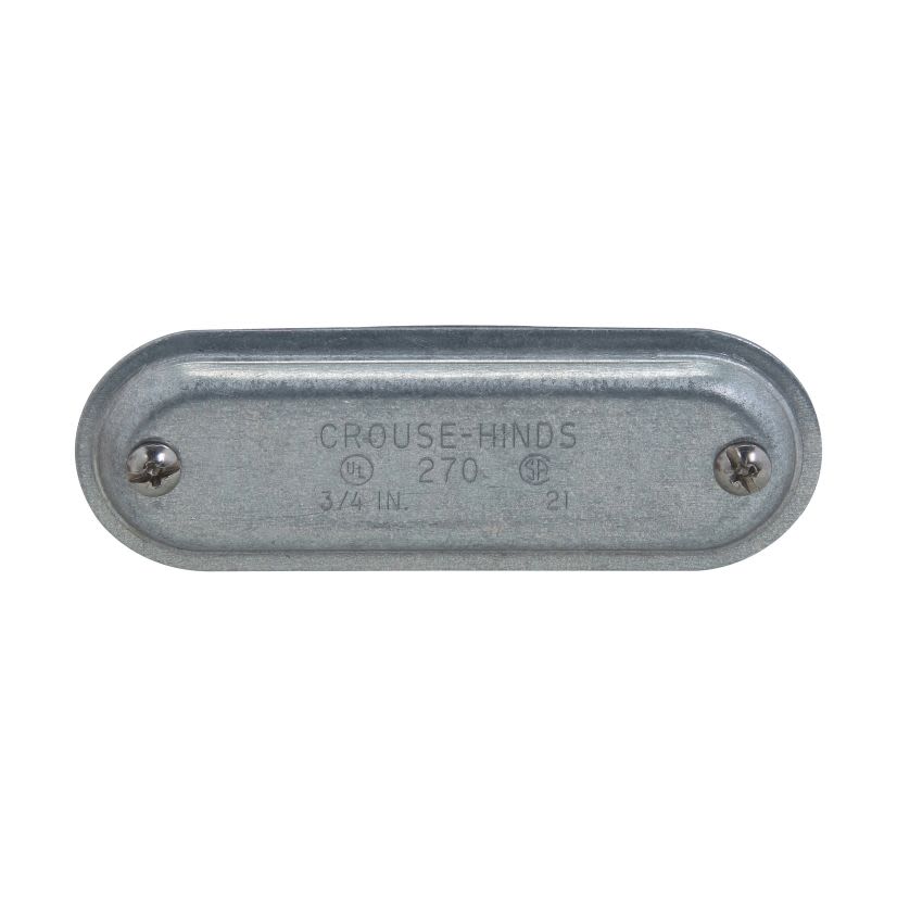 EATON Crouse-Hinds Condulet 270G Form 7 Wedgenut Cover With Neoprene Integral Gasket, 3/4 in Hub, For Use With Rigid Conduit, Sheet Steel, Electro-Galvanized/Aluminum Acrylic Painted