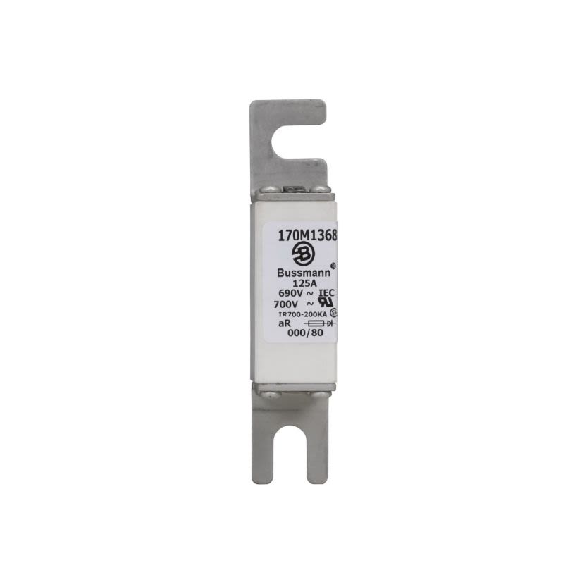 Bussmann 170M1368 Type 80 High Speed Fuse, 125 A, 690 V AC, 200 kA Interrupt, Class: aR, Square Body