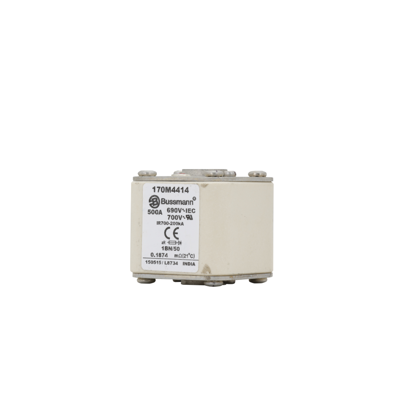 Bussmann 170M4414 Semi-Conductor High Speed Fuse, 500 A, 690 V, 200 kA Interrupt, Class: aR, Square Body