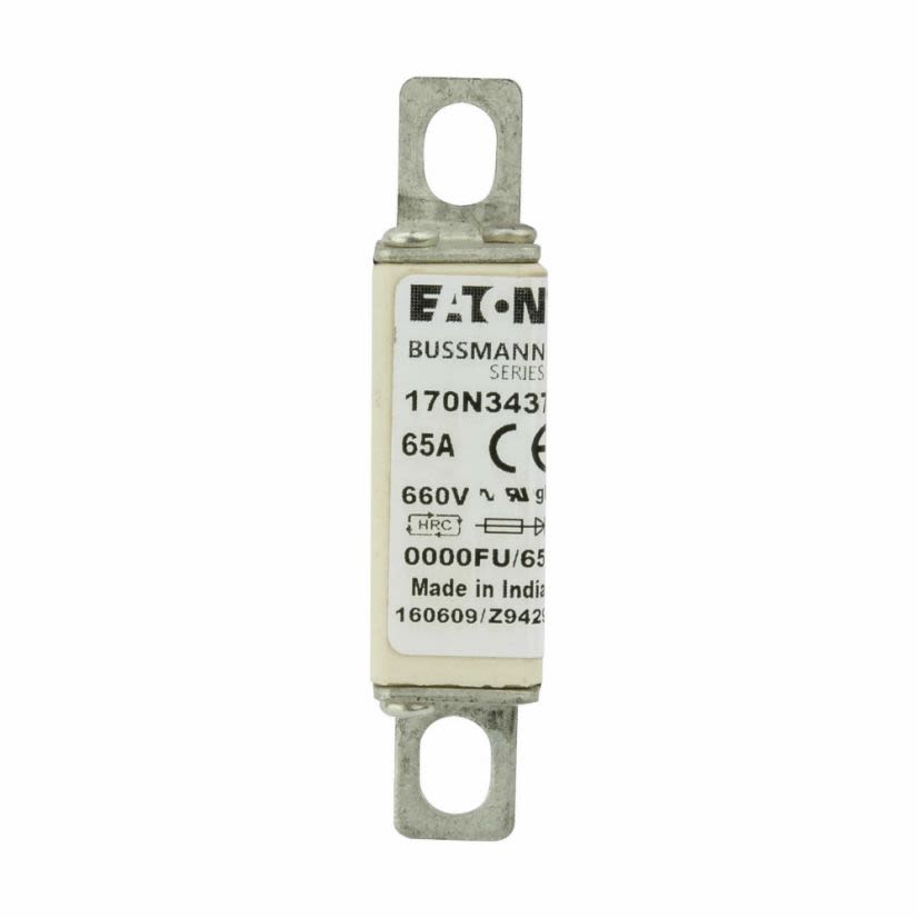 Bussmann 170N3437 Square Body Fast Acting High Speed Fuse, 65 A, 660 V AC, 200 kA Interrupt, Class: gR, Square Body