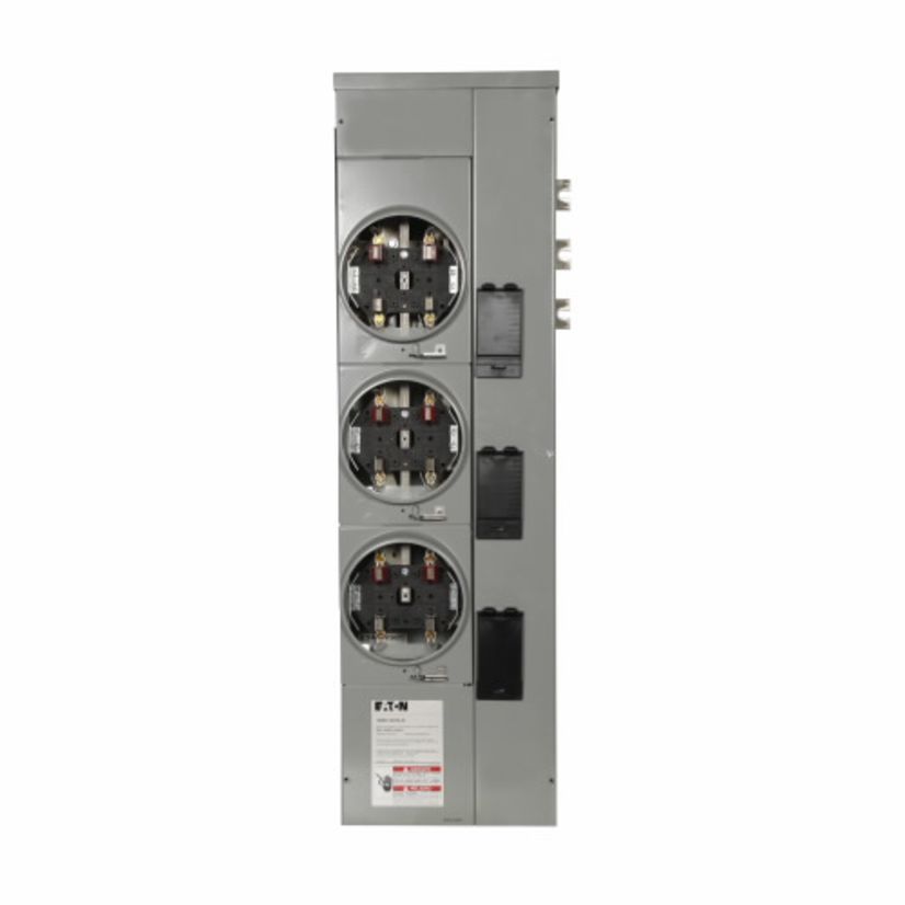 EATON Cutler-Hammer Series 1MM312RRLB 4-Jaw 3-Socket Multiple Metering Meter Stack Module With Ringless Style Cover and Horn Bypass, 120/240 VAC, 125 A, 1 Phase, NEMA 3R Enclosure