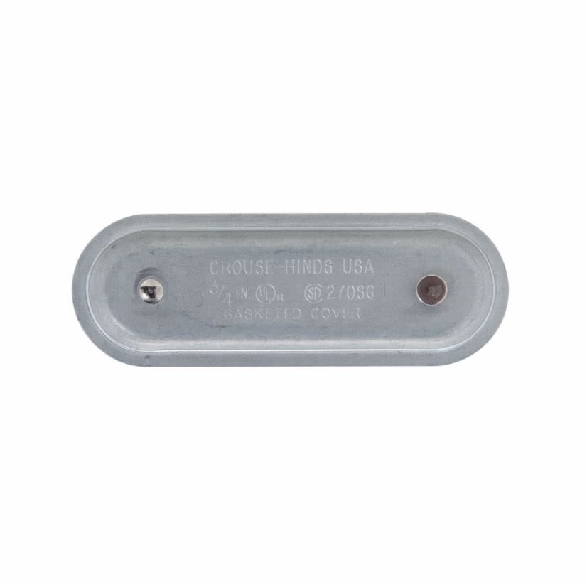 EATON Crouse-Hinds Condulet 270SG Snaptight From 7 Cover With Integral Gasket, 3/4 in Hub, For Use With Rigid Conduit, Sheet Steel, Electro-Galvanized/Aluminum Acrylic Painted