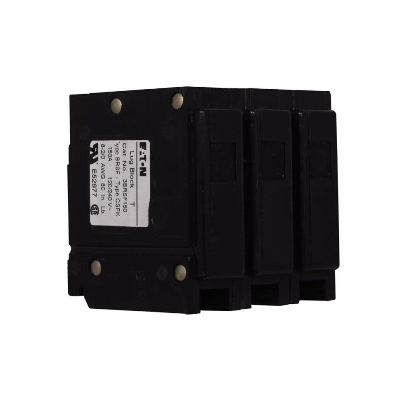 EATON Cutler-Hammer Series 3BRSF150 Main/Sub-Feed Lug Block, 3 Poles, 150 A, For Use With Type BR Loadcenter and Circuit Breaker