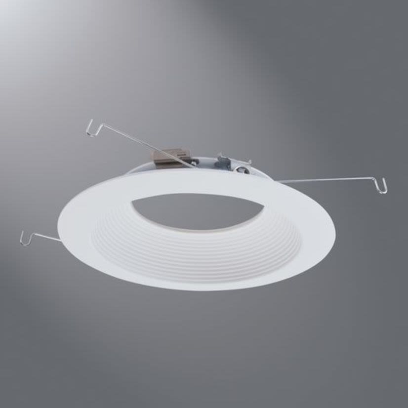 Cooper Lighting HALO AIR-TITE® 696WB Eyeball Low Profile New Construction/Remodel/Retrofit Baffle Trim With White Flange, 6 in ID x 7.3 in OD, ML56 LED Lamp, For Use With ML56 Series LED Light Module, Aluminum