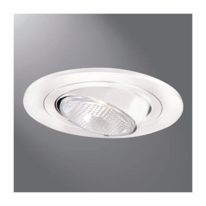 Cooper Lighting HALO 996P 15 deg Tilt Circle Lighting Trim With White Adjustable Eyeball, 4 in ID x 5-1/16 in OD, PAR20 HALOgen/Incandescent Lamp, For Use With H99TAT, H99ICAT Housing and H7 Downlight Fixture, Aluminum