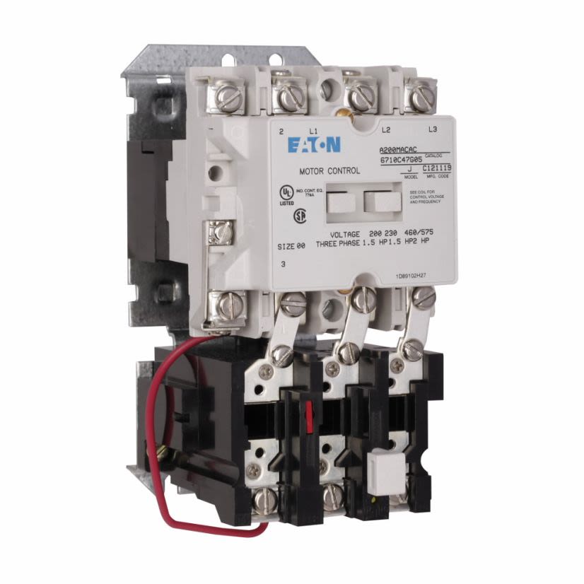 EATON A200MACAC A200 Magnetic Non-Reversing NEMA Starter, 110/120 V AC V Coil, 3 Poles, Open Enclosed Enclosure