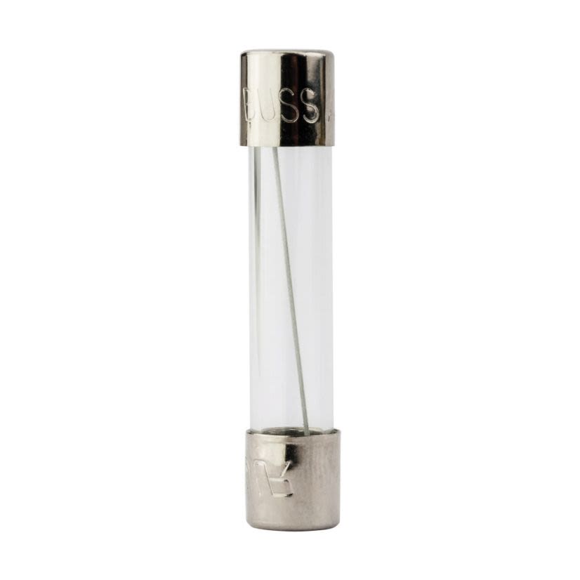 Bussmann AGC-1/2-R Small Dimension Fast Acting Fuse With Nickel Plated Brass End Cap, 0.5 A, 250 V AC, 35 A, 10 kA Interrupt, Cylindrical Body