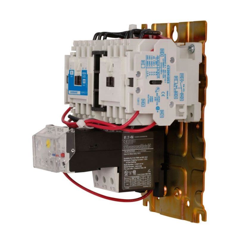 EATON AN59AN0T5E005 Type AN59 Freedom Full Voltage Magnetic Reversing NEMA Starter With C440 EOLR Standard Feature Set, SEL Reset, SEL Class (10a, 10, 20, 30), 24 VAC V Coil, 3 Poles, Open Enclosure