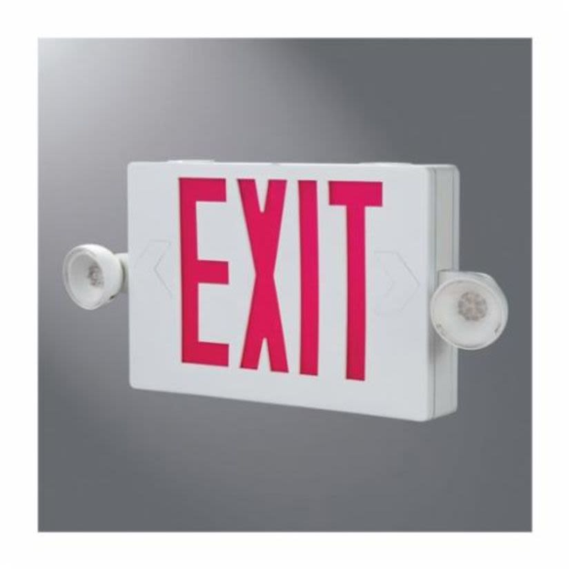 Cooper Lighting Sure-Lites ALL-PRO™ APC7R Universal Combination Emergency Exit Lamp With (2) LED Heads, LED Lamp, 1.68 W Fixture, 120/277 VAC, 3.6 VDC, Textured Housing, EXIT Legend