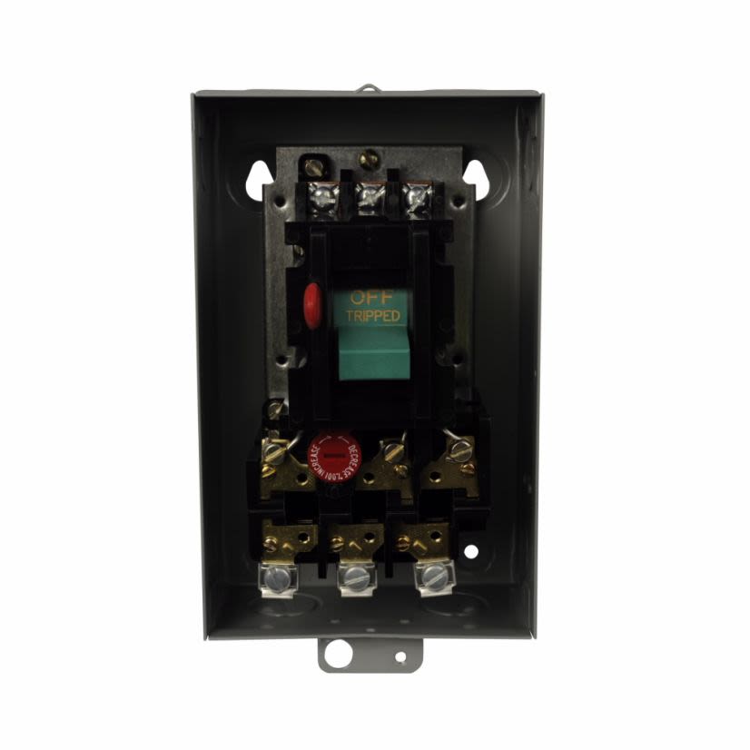 EATON B100S1C Enclosed General Purpose Motor Starter, Non-Reversing Action, 3 Poles, NEMA 1 Enclosure