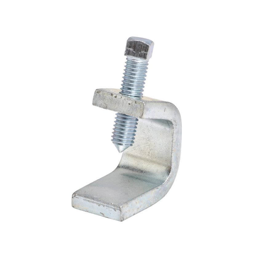 EATON B-Line Series B212-3/8ZN I-Beam Clamp, 1-1/4 in W x 1-1/8 in THK Flange, 1000 lb Load, Low Carbon Steel