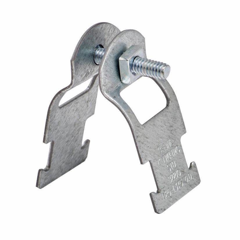 EATON B-Line Series B2209ZN B2000 2-Piece Pipe Clamp, 3/4 In Conduit, 400/50 Lb Load, 0.917 To 1.081 In OD, Steel