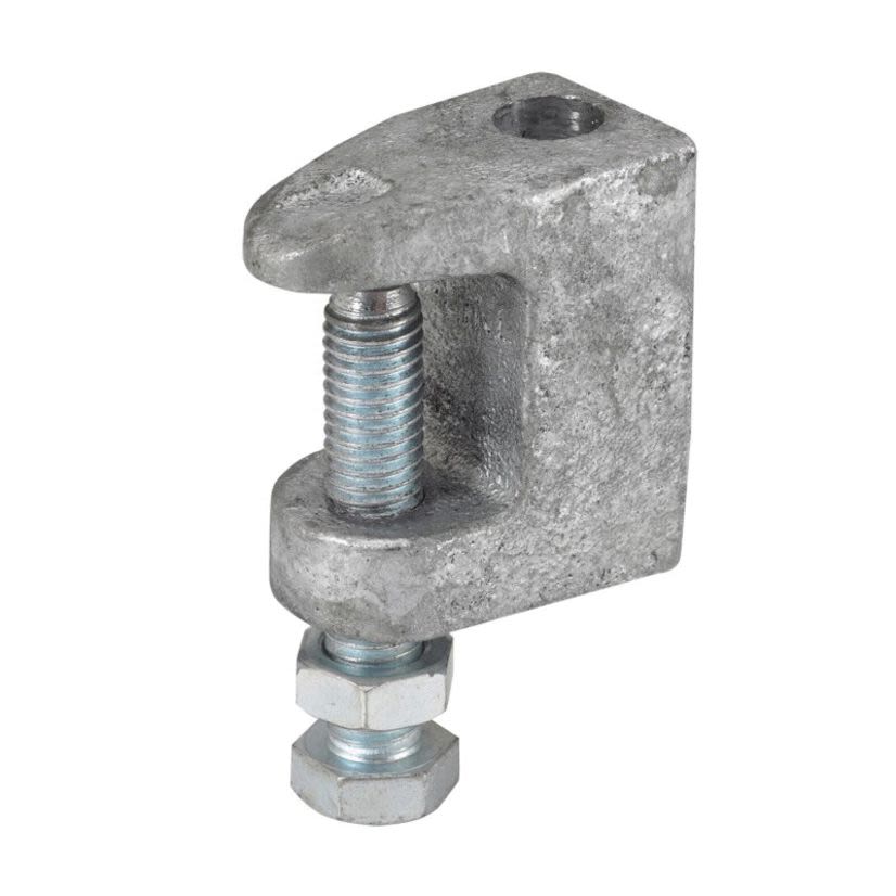 EATON B-Line Series B3033-3/8PLN Wide Jaw Reversible C-Clamp, 3/8-16 Rod, 1-1/4 in THK, 610 lb Load, Cast Malleable Steel, Plain