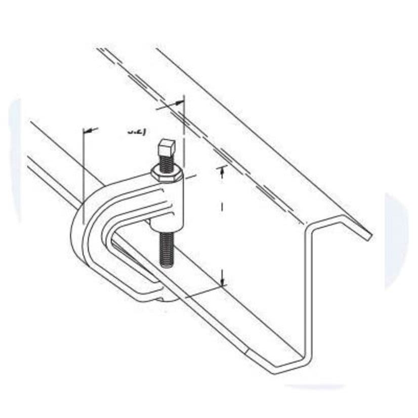 EATON B-Line Series B3037ZZN Mechanical Beam Z-Purlin C-Clamp, 3/8-16 Rod, 400 lb Load, Malleable Iron
