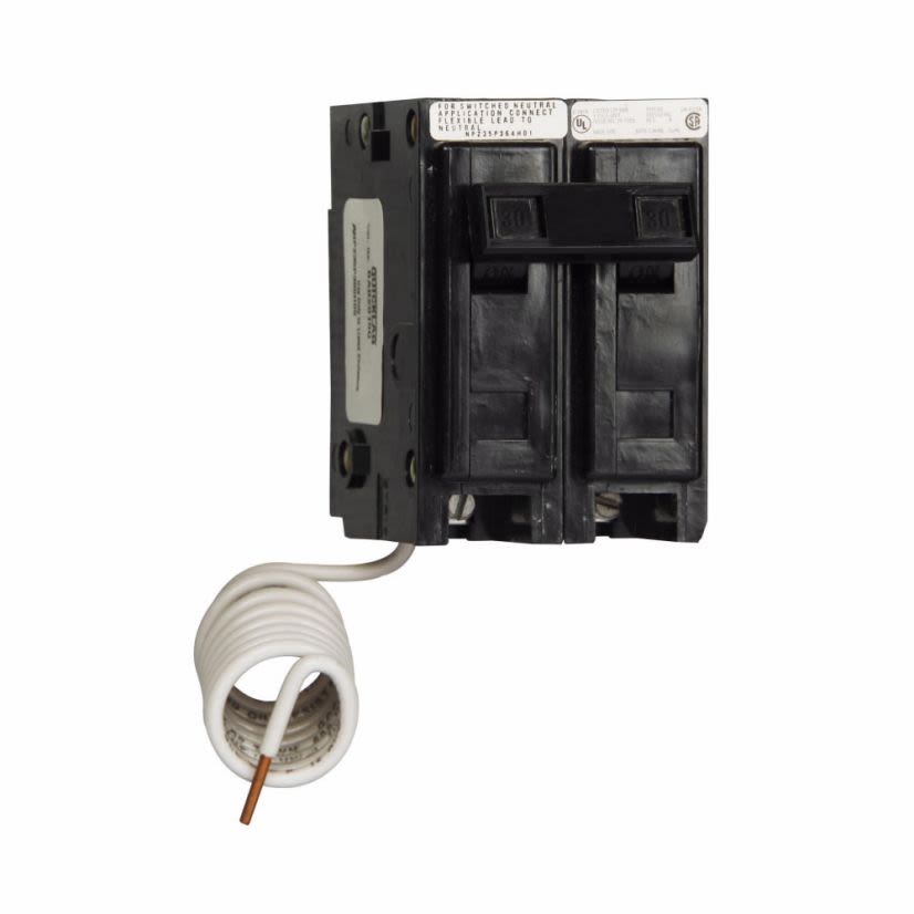 EATON QuickLag BAB2030H Type BAB Miniature Circuit Breaker, 240 V AC, 30 A, 10 kA Interrupt, 2 Poles, Thermal Magnetic Trip