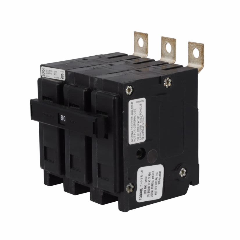 EATON QuickLag BAB3100HS Type BAB Miniature Circuit Breaker, 240 V AC, 100 A, 10 kA Interrupt, 3 Poles, Thermal Magnetic Trip